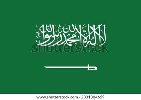 Flag of Saudi Arabia. Flag icon. Standard color. Standard size. A rectangular flag. Computer illustration. Digital illustration. Vector illustration.