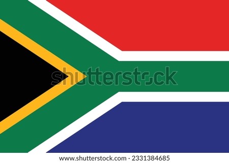 The flag of South Africa. Flag icon. Standard color. Standard size. A rectangular flag. Computer illustration. Digital illustration. Vector illustration.
