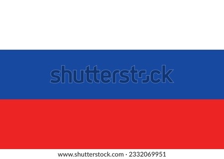 The flag of Russia. Flag icon. Standard color. Standard size. A rectangular flag. Computer illustration. Digital illustration. Vector illustration.