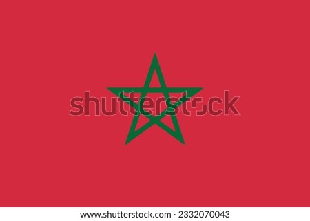 The flag of Morocco. Flag icon. Standard color. Standard size. A rectangular flag. Computer illustration. Digital illustration. Vector illustration.