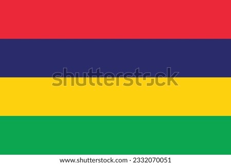 Flag of Mauritius. Flag icon. Standard color. Standard size. A rectangular flag. Computer illustration. Digital illustration. Vector illustration.