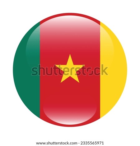 The flag of Cameroon. Flag icon. Standard color. Circle icon flag. 3d illustration. Computer illustration. Digital illustration. Vector illustration.