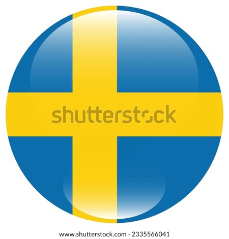 The flag of Sweden. Flag icon. Standard color. Circle icon flag. 3d illustration. Computer illustration. Digital illustration. Vector illustration.