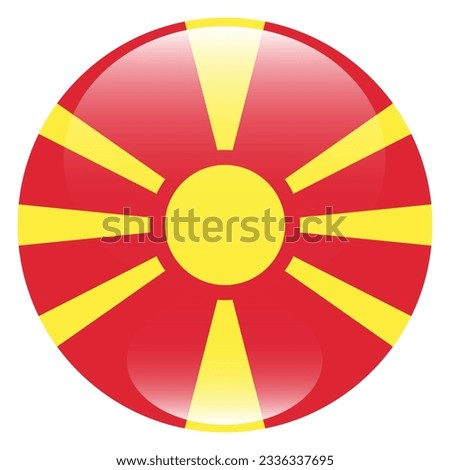 Flag of North Macedonia. Flag icon. Standard color. Circle icon flag. 3d illustration. Computer illustration. Digital illustration. Vector illustration.