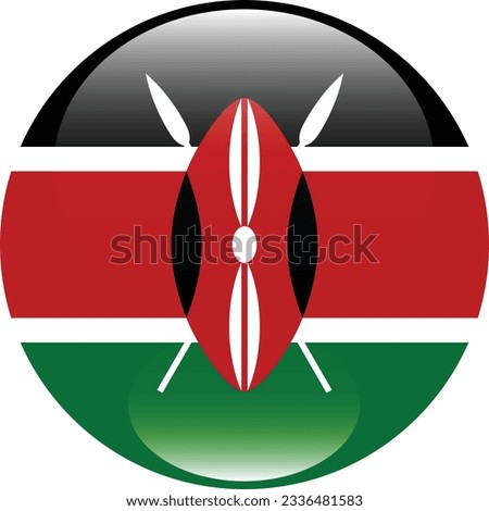 The flag of Kenya. Flag icon. Standard color. Circle icon flag. 3d illustration. Computer illustration. Digital illustration. Vector illustration.