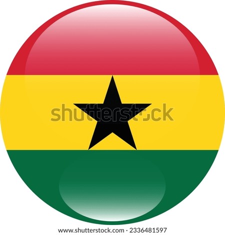 The flag of Ghana. Flag icon. Standard color. Circle icon flag. 3d illustration. Computer illustration. Digital illustration. Vector illustration.