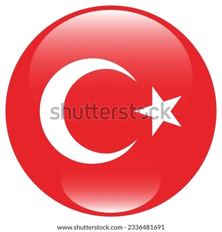 The flag of Turkey. Flag icon. Standard color. Circle icon flag. 3d illustration. Computer illustration. Digital illustration. Vector illustration.