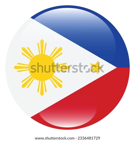 The flag of the Philippines. Flag icon. Standard color. Circle icon flag. 3d illustration. Computer illustration. Digital illustration. Vector illustration.