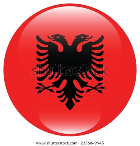 The flag of Albania. Flag icon. Standard color. Circle icon flag. 3d illustration. Computer illustration. Digital illustration. Vector illustration.
