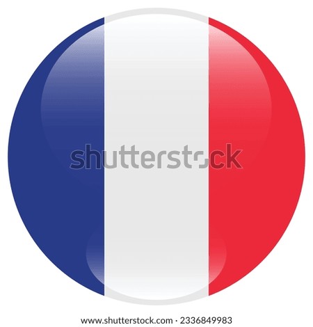 The flag of France. Flag icon. Standard color. Circle icon flag. 3d illustration. Computer illustration. Digital illustration. Vector illustration.