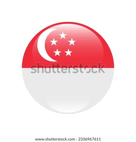 The flag of Singapore. Flag icon. Standard color. Circle icon flag. 3d illustration. Computer illustration. Digital illustration. Vector illustration.