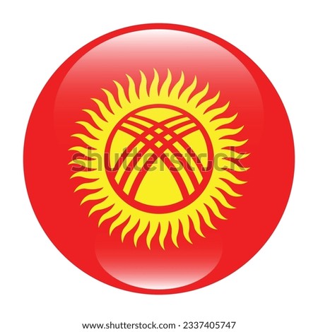 The flag of Kyrgyzstan. Flag icon. Standard color. Circle icon flag. 3d illustration. Computer illustration. Digital illustration. Vector illustration.