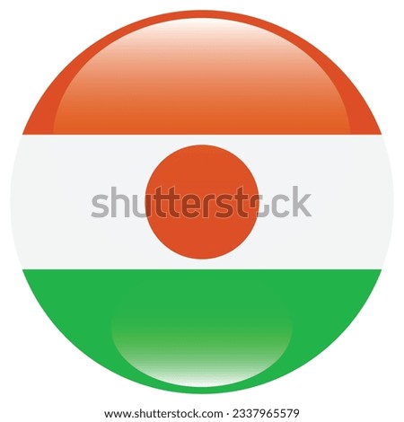 Flag of Niger. Flag icon. Standard color. Circle icon flag. 3d illustration. Computer illustration. Digital illustration. Vector illustration.