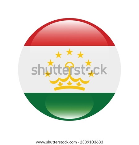 The flag of Tajikistan. Flag icon. Standard color. Circle icon flag. 3d illustration. Computer illustration. Digital illustration. Vector illustration.