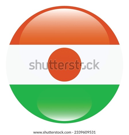 Flag of Niger. Flag icon. Standard color. Circle icon flag. 3d illustration. Computer illustration. Digital illustration. Vector illustration.