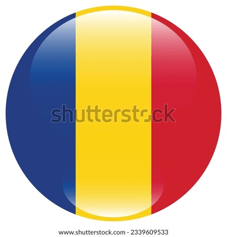 The flag of Romania. Flag icon. Standard color. Circle icon flag. 3d illustration. Computer illustration. Digital illustration. Vector illustration.