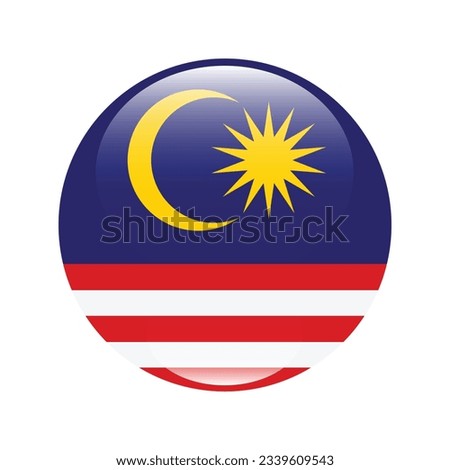 Flag of Malaysia. Flag icon. Standard color. Circle icon flag. 3d illustration. Computer illustration. Digital illustration. Vector illustration.