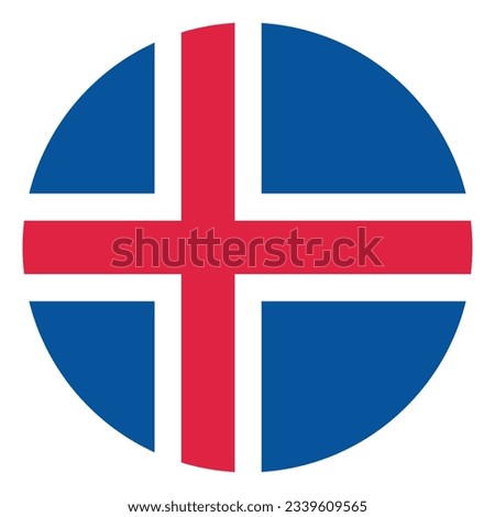 The flag of Iceland. Flag icon. Standard color. Circle icon flag. Computer illustration. Digital illustration. Vector illustration.