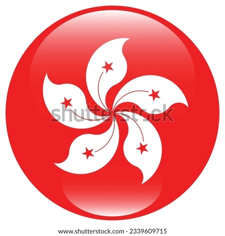 The flag of Hong Kong. Flag icon. Standard color. Circle icon flag. 3d illustration. Computer illustration. Digital illustration. Vector illustration.