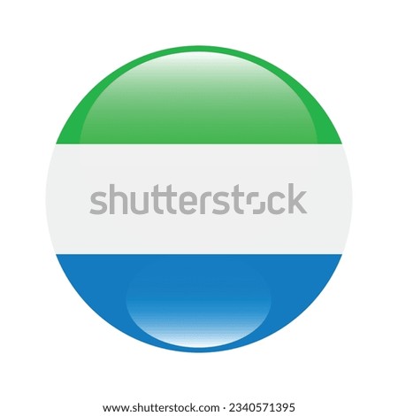 Flag of Sierra Leone. Flag icon. Standard color. Circle icon flag. 3d illustration. Computer illustration. Digital illustration. Vector illustration.