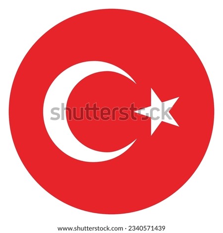 The flag of Turkey. Flag icon. Standard color. Circle icon flag. 3d illustration. Computer illustration. Digital illustration. Vector illustration.