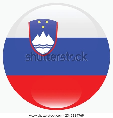 The flag of Slovenia. Flag icon. Standard color. Circle icon flag. 3d illustration. Computer illustration. Digital illustration. Vector illustration.