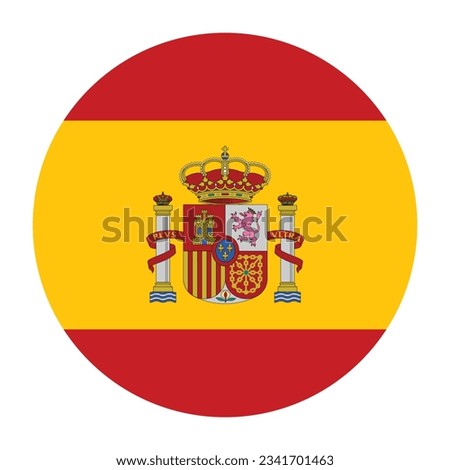 The flag of Spain. Flag icon. Standard color. Circle icon flag. Computer illustration. Digital illustration. Vector illustration.