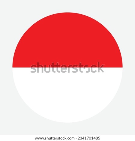 The flag of Indonesia. Flag icon. Standard color. Circle icon flag. 3d illustration. Computer illustration. Digital illustration. Vector illustration.