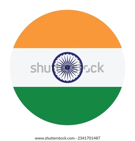 The flag of India. Flag icon. Standard color. Circle icon flag. 3d illustration. Computer illustration. Digital illustration. Vector illustration.