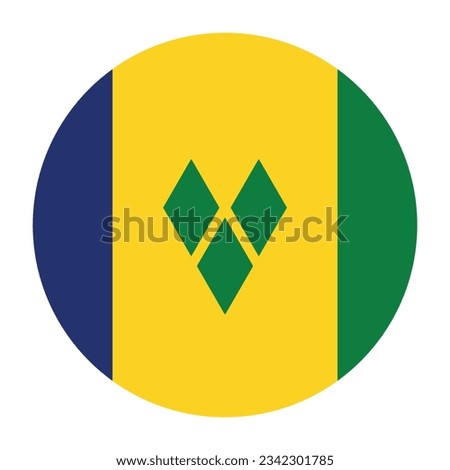 Flag of Saint Vincent and the Grenadines. Flag icon. Standard color. Circle icon flag. Computer illustration. Digital illustration. Vector illustration.
