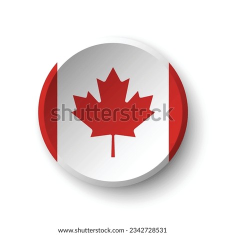 Flag of Canada. Circle icon flag. Button flag icon. Standard color. 3d illustration. Computer illustration. Digital illustration. Vector illustration.