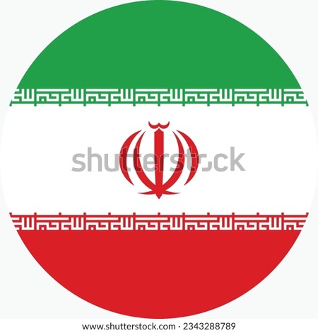 The flag of Iran. Flag icon. Standard color. Circle icon flag. 3d illustration. Computer illustration. Digital illustration. Vector illustration.