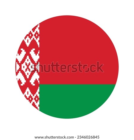 The flag of Belarus. Flag icon. Standard color. Circle icon flag. Computer illustration. Digital illustration. Vector illustration.