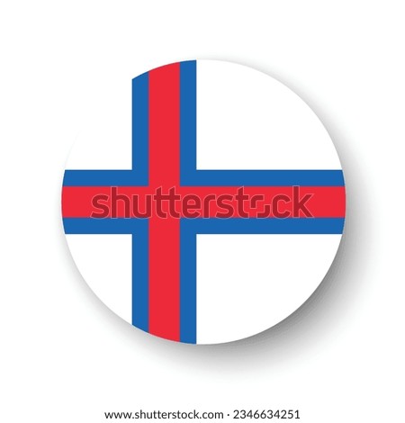 Flag of the Faroe Islands. Button flag icon. Standard color. Circle icon flag. 3d illustration. Computer illustration. Digital illustration. Vector illustration.