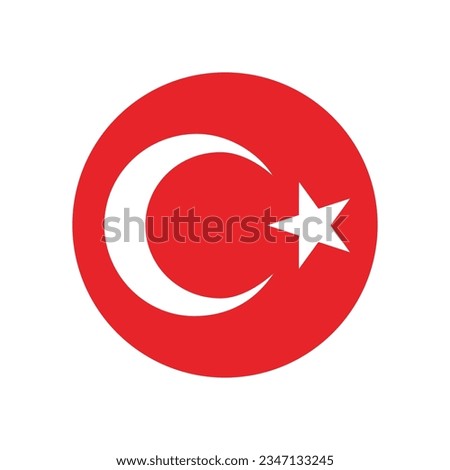 The flag of Turkey. Flag icon. Standard color. Circle icon flag. 3d illustration. Computer illustration. Digital illustration. Vector illustration.