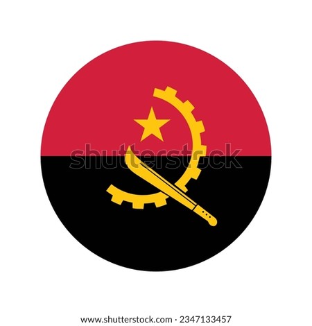 The flag of Angola. Flag icon. Standard color. Circle icon flag. Computer illustration. Digital illustration. Vector illustration.