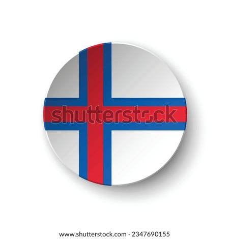 Flag of the Faroe Islands. Button flag icon. Standard color. Circle icon flag. 3d illustration. Computer illustration. Digital illustration. Vector illustration.