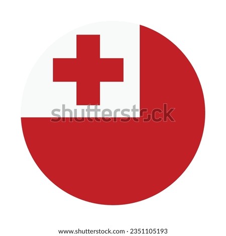 The flag of Tonga. Flag icon. Standard color. Circle icon flag. Computer illustration. Digital illustration. Vector illustration.