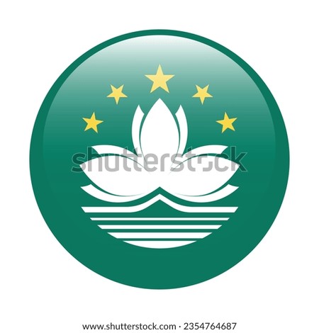 The flag of Macau. Button flag icon. Standard color. Circle icon flag. 3d illustration. Computer illustration. Digital illustration. Vector illustration.