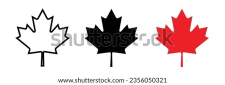Flag of Canada. Maple leaf icon. Line ICONS. The black icon. The red icon. Computer illustration. Digital illustration. Vector illustration.