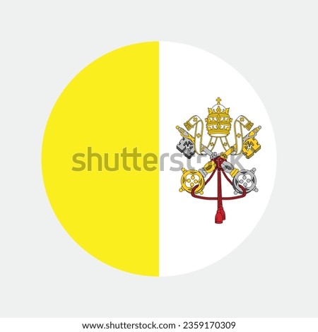 The flag of the Vatican. Button flag icon. Standard color. Circle icon flag. Computer illustration. Digital illustration. Vector illustration.