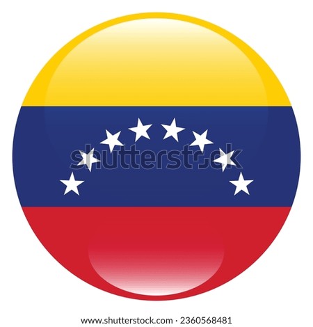 The flag of Venezuela. Button flag icon. Standard color. Circle icon flag. 3d illustration. Computer illustration. Digital illustration. Vector illustration.