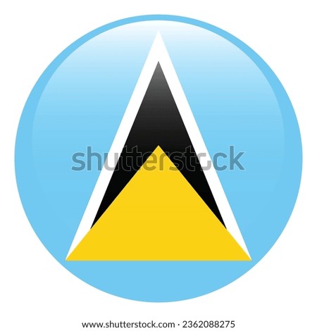 Flag of Saint Lucia. Button flag icon. Standard color. Circle icon flag. 3d illustration. Computer illustration. Digital illustration. Vector illustration.