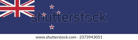 The flag of New Zealand. Flag icon. Standard color. A long banner. Rectangle icon. Computer illustration. Digital illustration. Vector illustration.