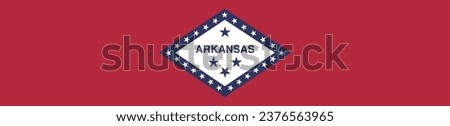 The flag of Arkansas. Flag icon. A long banner. Standard color. Computer illustration. Digital illustration. Vector illustration.