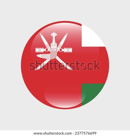 The flag of Oman. Button flag icon. Standard color. Circle icon flag. 3d illustration. Computer illustration. Digital illustration. Vector illustration.