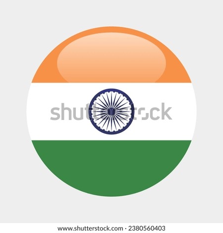 The flag of India. Button flag icon. Standard color. Circle icon flag. 3d illustration. Computer illustration. Digital illustration. Vector illustration.