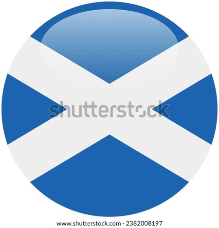 The flag of Scotland. Button flag icon. Standard color. Circle icon flag. 3d illustration. Computer illustration. Digital illustration. Vector illustration.