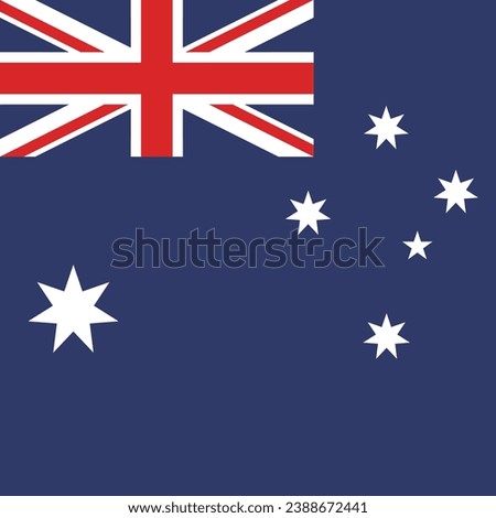 The flag of Australia. Flag icon. Standard color. A square flag. Square icon. Computer illustration. Digital illustration. Vector illustration.