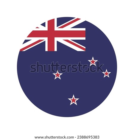 The flag of New Zealand. Button flag icon. Standard color. Circle icon flag. Computer illustration. Digital illustration. Vector illustration.